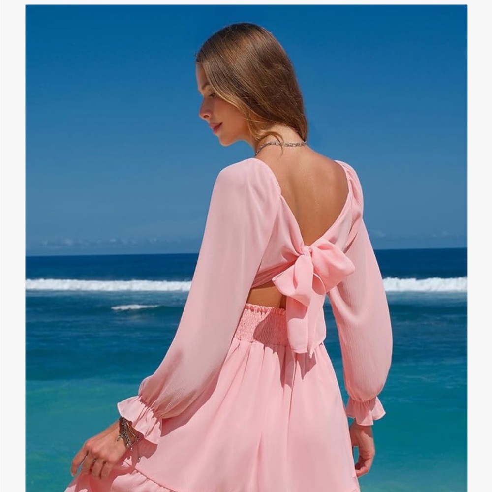 Pink Long Sleeve Bishop Sundress